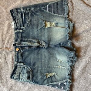 Frayed Hem Denim Shorts